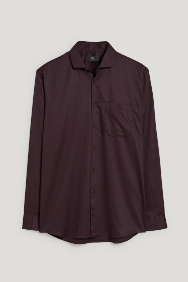 Herren - Businesshemd - Regular Fit - Cutaway - bügelleicht - bordeaux