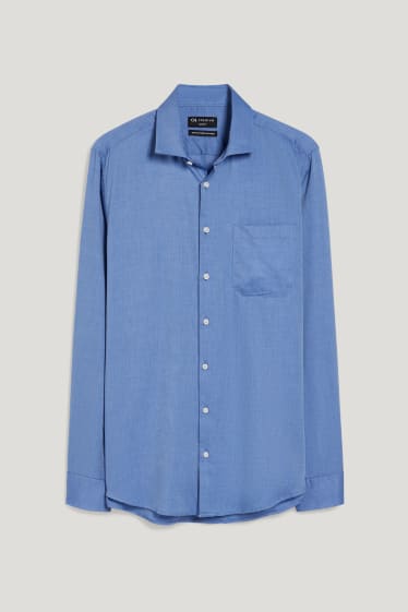 Bărbați - Cămașă office - slim fit - guler italian - ușor de călcat - albastru
