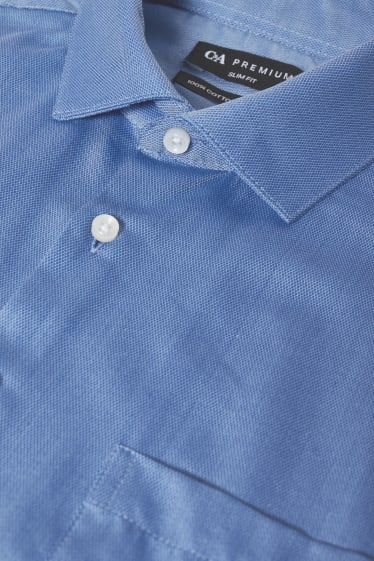 Bărbați - Cămașă office - slim fit - guler italian - ușor de călcat - albastru