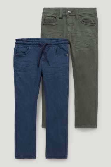 Nen petit - Paquet de 2 - pantalons tèrmics - slim fit - blau / verd fosc