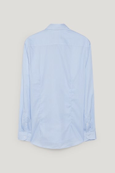 Hommes - Chemise de bureau - coupe étroite - col cutaway - facile à repasser - matière recyclée - bleu / blanc