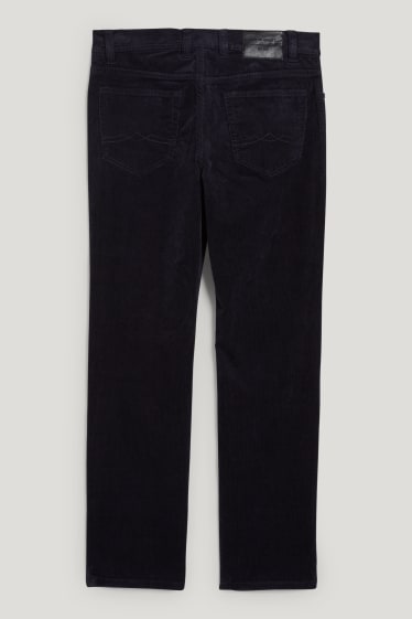 Pánské - Manšestrové kalhoty - regular fit - LYCRA® - tmavomodrá