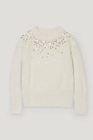 Toddler Girls - Maglione - effetto brillante - crema