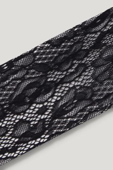 Damen - Feinstrumpfhose - LYCRA® - geblümt - schwarz