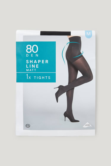 Dámské - Silonky - tvarující efekt - 80 DEN - černá