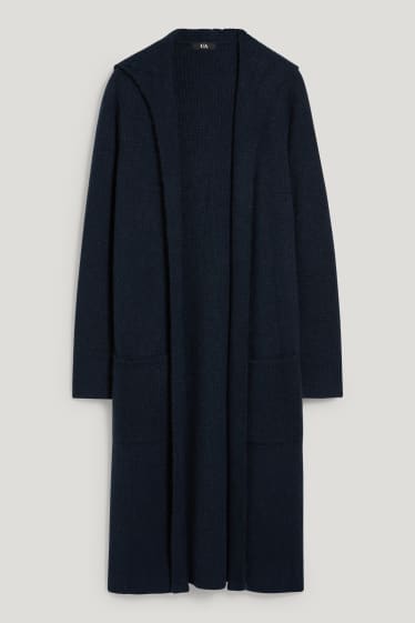 Women - Cardigan with hood - dark blue