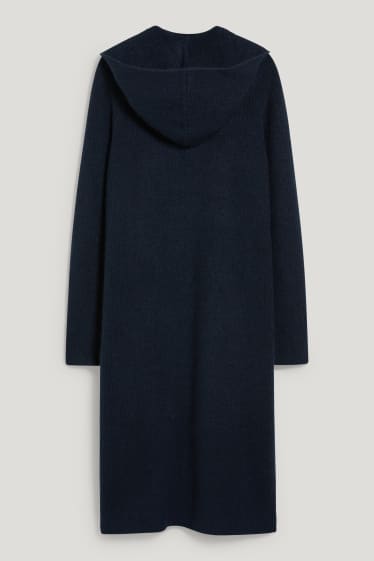 Women - Cardigan with hood - dark blue