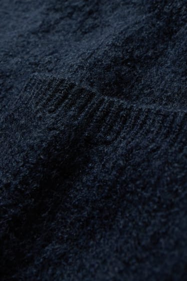 Women - Cardigan with hood - dark blue