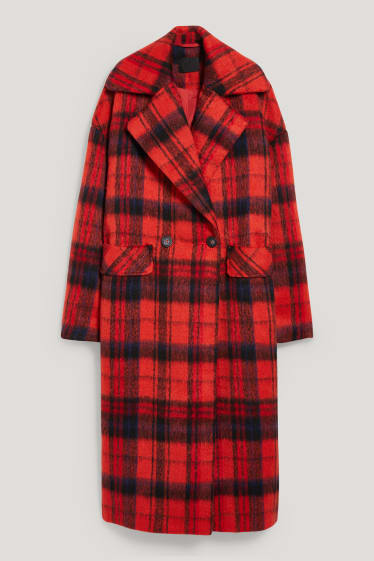 Femmes - Manteau - à carreaux - rouge