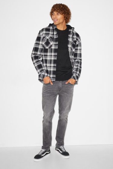 Clockhouse Boys - CLOCKHOUSE - giacca camicia con cappuccio - a quadretti - nero / bianco