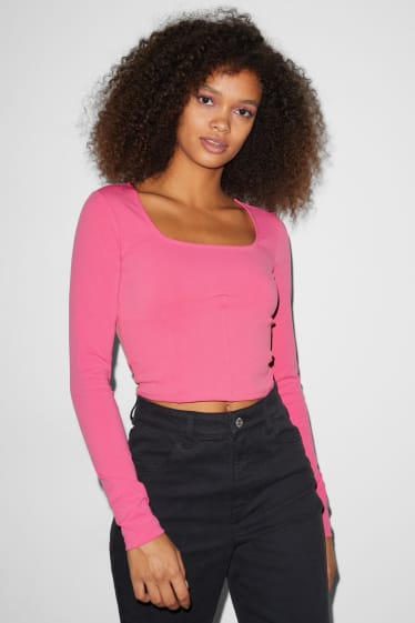 Exclusiu online - CLOCKHOUSE - samarreta de màniga llarga crop - fúcsia