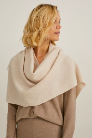 Dames - Sjaal van kasjmier - licht beige