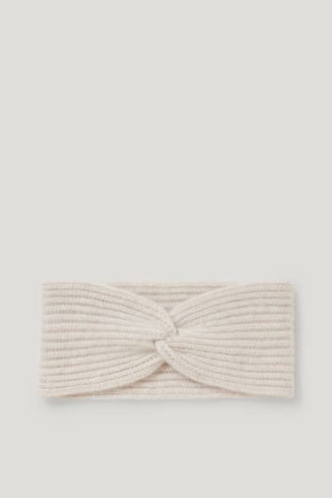 Femmes - Bandeau de front noué en cachemire. - beige clair