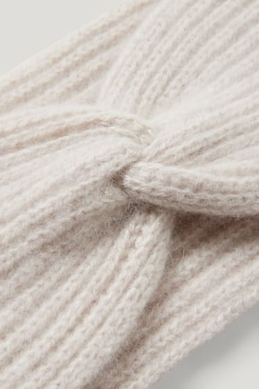 Femmes - Bandeau de front noué en cachemire. - beige clair