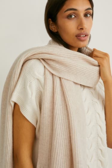 Dames - Sjaal van kasjmier - licht beige