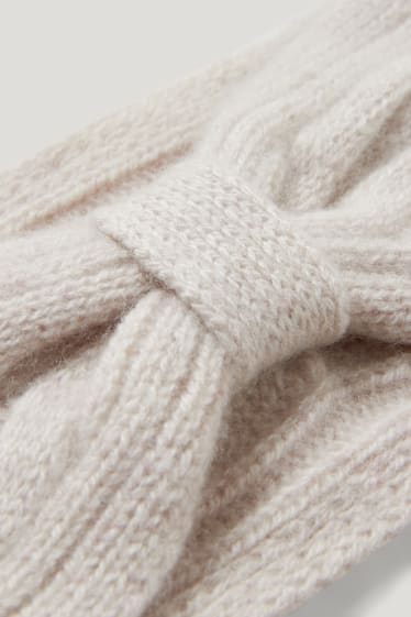 Dames - Hoofdband van kasjmier - kabelpatroon - licht beige