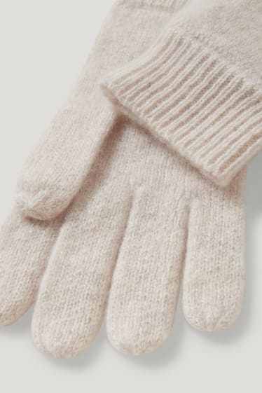 Damen - Kaschmir-Handschuhe - hellbeige