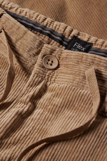 Hommes - Pantalon en velours côtelé - tapered fit - Flex - LYCRA® - beige