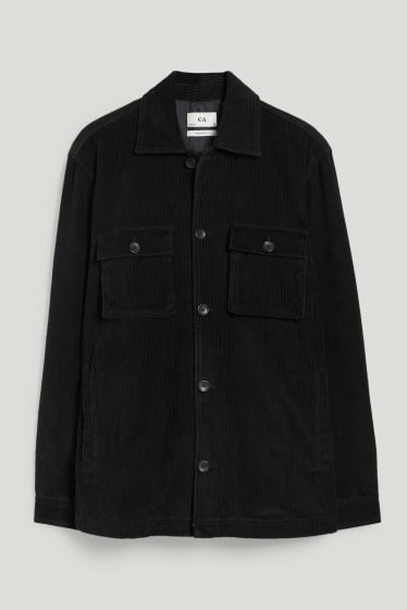 Pánské - Manšestrová košilová bunda - černá