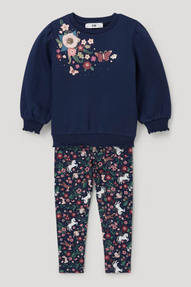 Toddler Girls - Set - Sweatshirt und Leggings - 2 teilig - Glanz-Effekt - dunkelblau