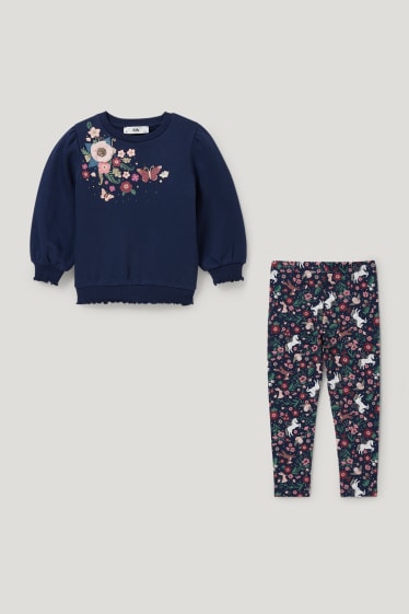 Toddler Girls - Set - Sweatshirt und Leggings - 2 teilig - Glanz-Effekt - dunkelblau