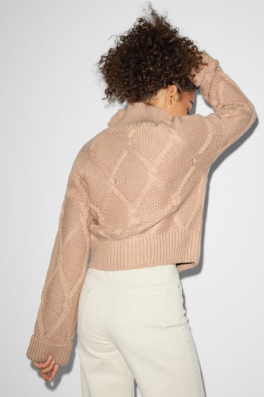 Clockhouse femme - CLOCKHOUSE - gilet en maille - motif tressé - beige