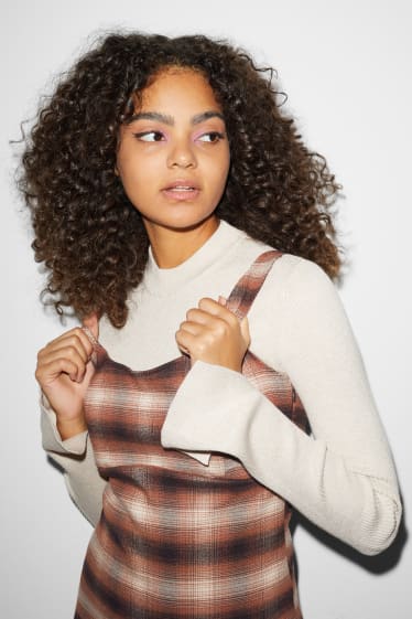 Clockhouse femme - CLOCKHOUSE - robe - à carreaux - marron / beige