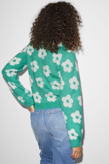 Exclu web - CLOCKHOUSE - pullover - à fleurs - vert