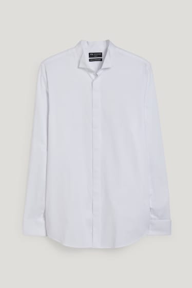 Bărbați - Cămașă smoking - slim fit - guler papion - ușor de călcat - alb
