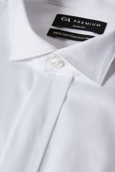 Bărbați - Cămașă smoking - slim fit - guler papion - ușor de călcat - alb