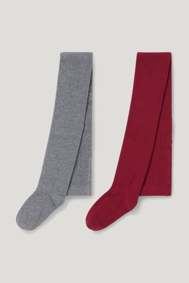 Kids Girls - Multipack 2er - Strumpfhose - dunkelrot