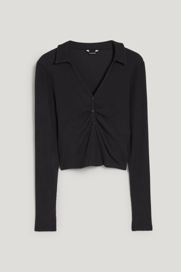 Exclusiu online - CLOCKHOUSE - samarreta de màniga llarga crop - negre