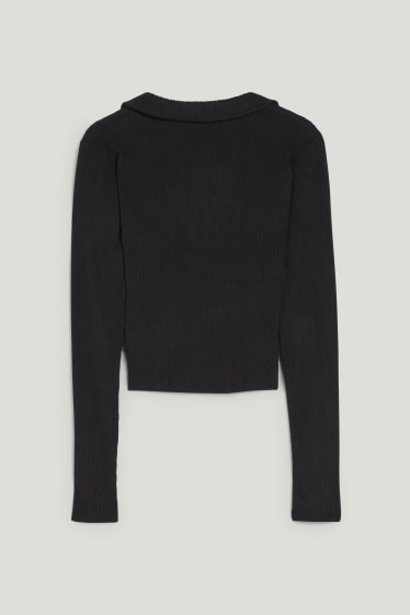 Exclusiu online - CLOCKHOUSE - samarreta de màniga llarga crop - negre