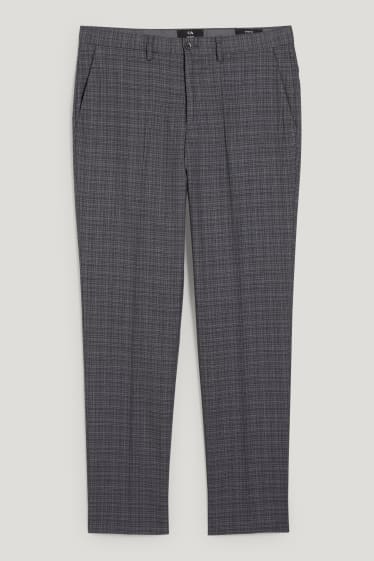 Pánské - Oblekové kalhoty - slim fit - LYCRA® - kostkované - tmavošedá