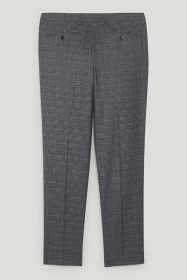 Pánské - Oblekové kalhoty - slim fit - LYCRA® - kostkované - tmavošedá