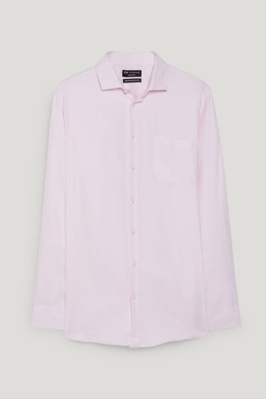Hommes - Chemise de bureau - coupe droite - col cutaway - facile à repasser - rose