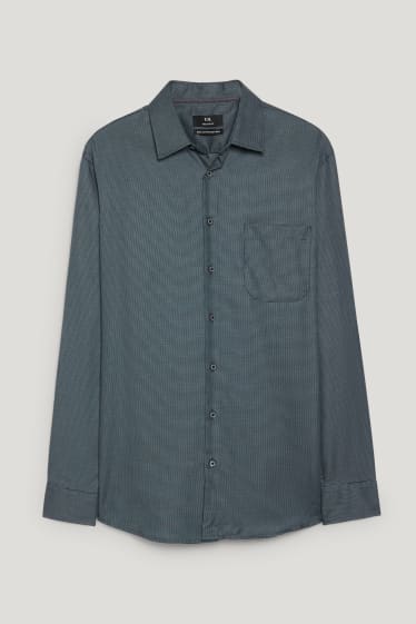 Hommes - Chemise de bureau - coupe droite - col kent - facile à repasser - vert foncé