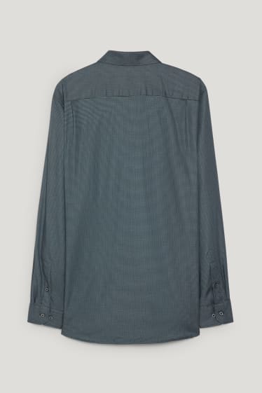 Hommes - Chemise de bureau - coupe droite - col kent - facile à repasser - vert foncé