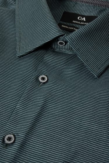Hommes - Chemise de bureau - coupe droite - col kent - facile à repasser - vert foncé
