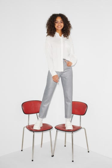 Clockhouse Girls - CLOCKHOUSE - mom jeans - talie înaltă - LYCRA® - argintiu