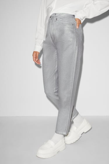 Clockhouse Girls - CLOCKHOUSE - mom jeans - talie înaltă - LYCRA® - argintiu