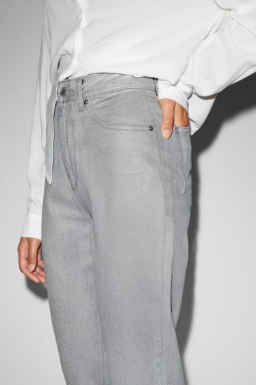 Clockhouse Girls - CLOCKHOUSE - mom jeans - talie înaltă - LYCRA® - argintiu
