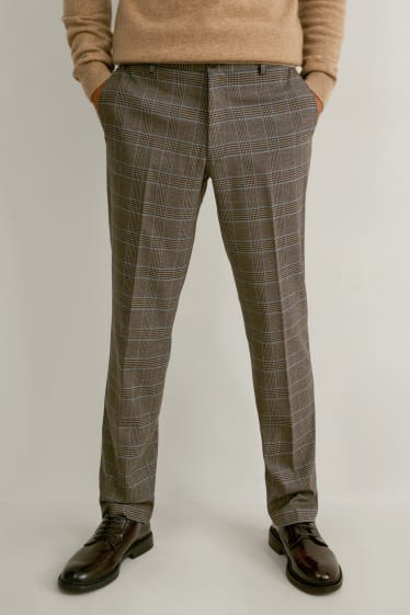 Uomo - Pantaloni coordinabili - regular fit - stretch - LYCRA® - marrone melange