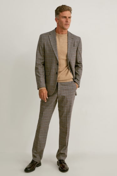 Uomo - Pantaloni coordinabili - regular fit - stretch - LYCRA® - marrone melange