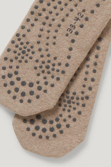Donna - Calze antiscivolo - beige melange