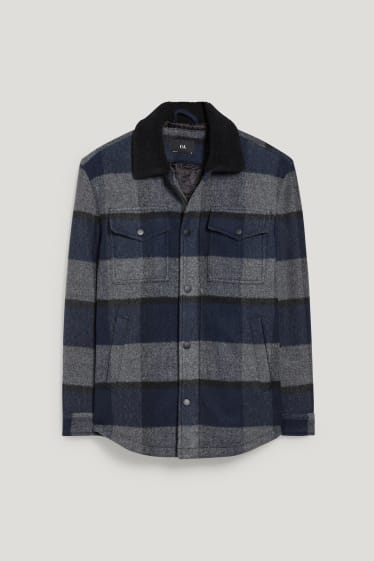 Hommes - Veste - à carreaux - gris / bleu foncé
