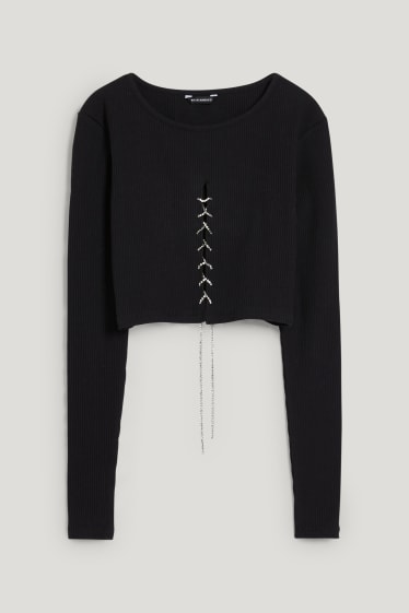 Exclusiu online - CLOCKHOUSE - samarreta crop de màniga llarga - negre