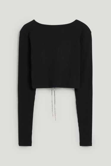 Exclusiu online - CLOCKHOUSE - samarreta crop de màniga llarga - negre
