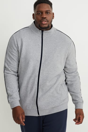 Hommes grandes tailles - Sweat zippé - gris clair chiné