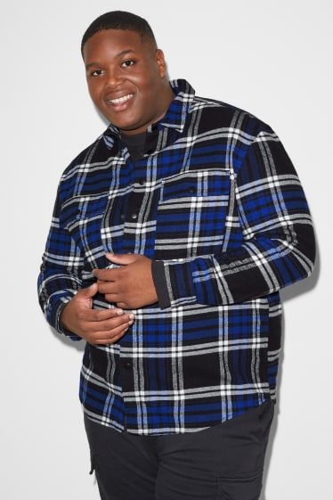 Exclu web - CLOCKHOUSE - chemise en flanelle - relaxed fit - col kent - à carreaux - bleu  / noir